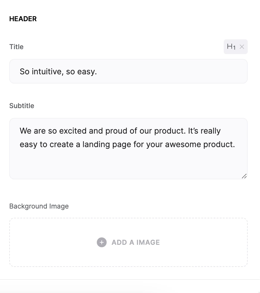 Feature Grid’s Header section