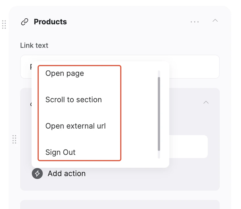 Link actions