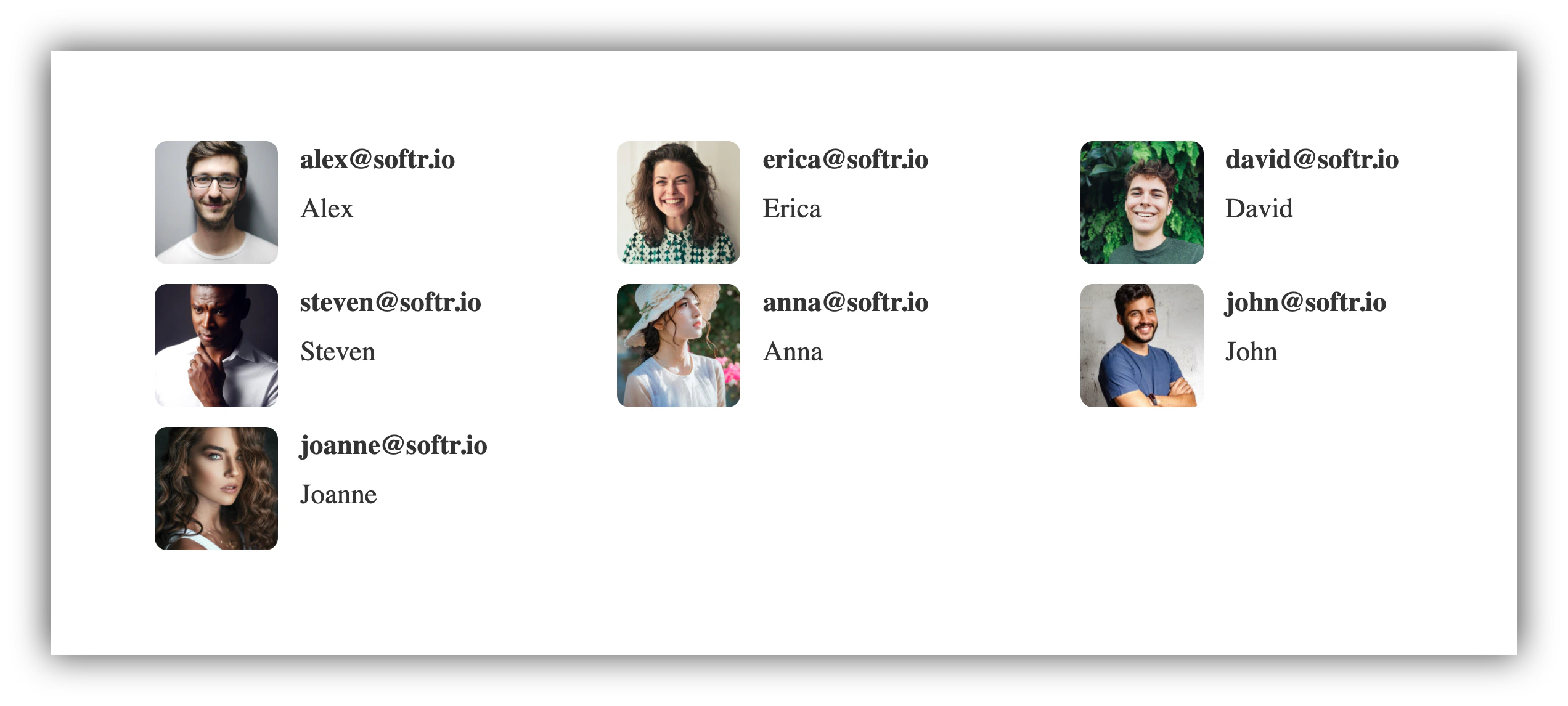 Using the layout to create a list of profiles