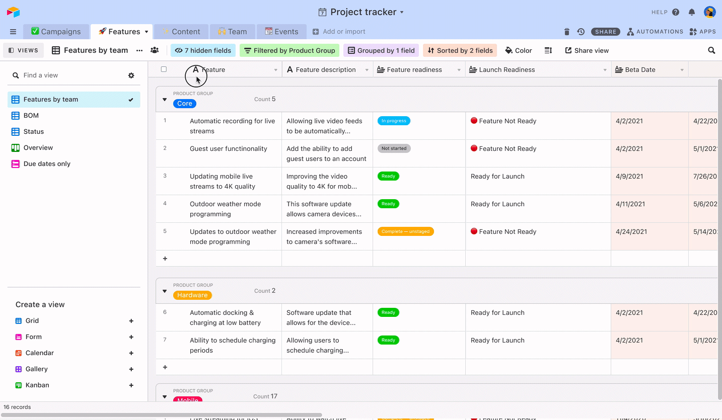 Editing field permissions in Airtable