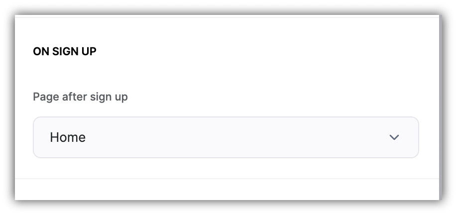 Configuring page after signup