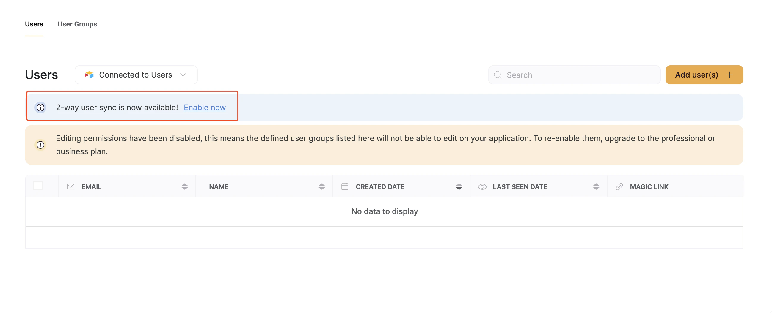 Enabling 2-way sync