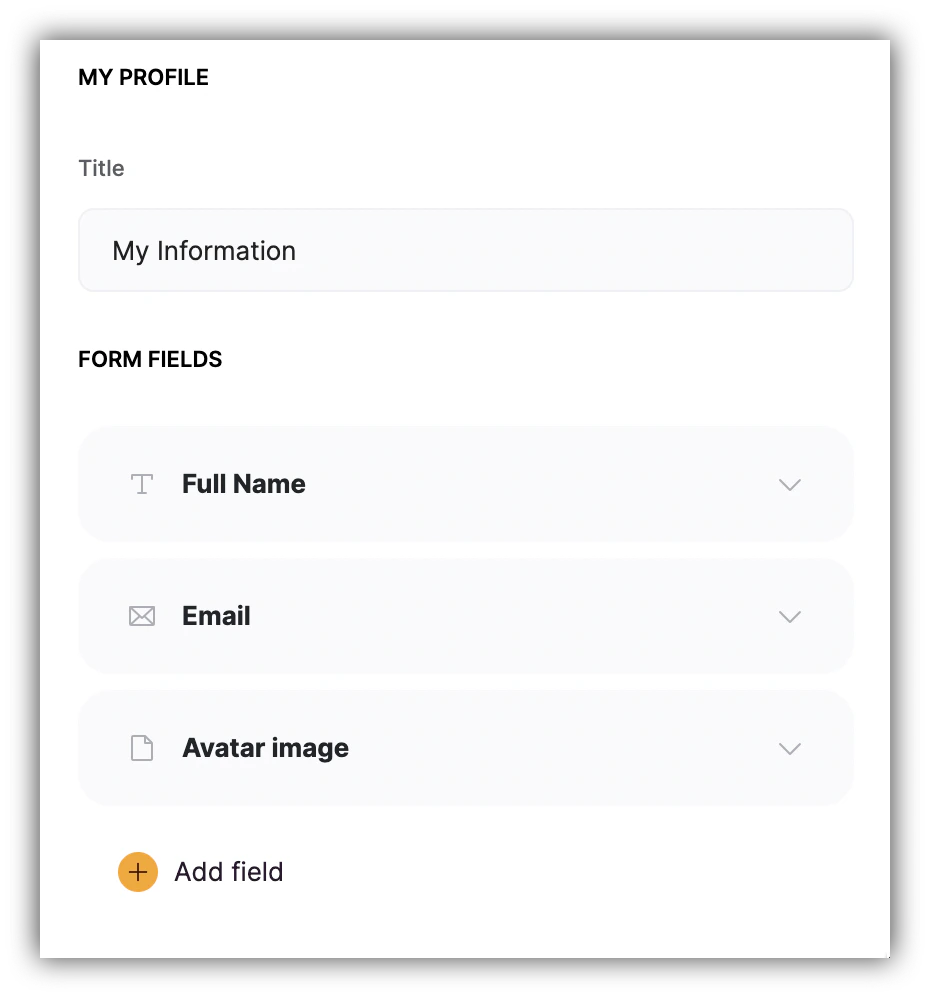 My Profile Default fields