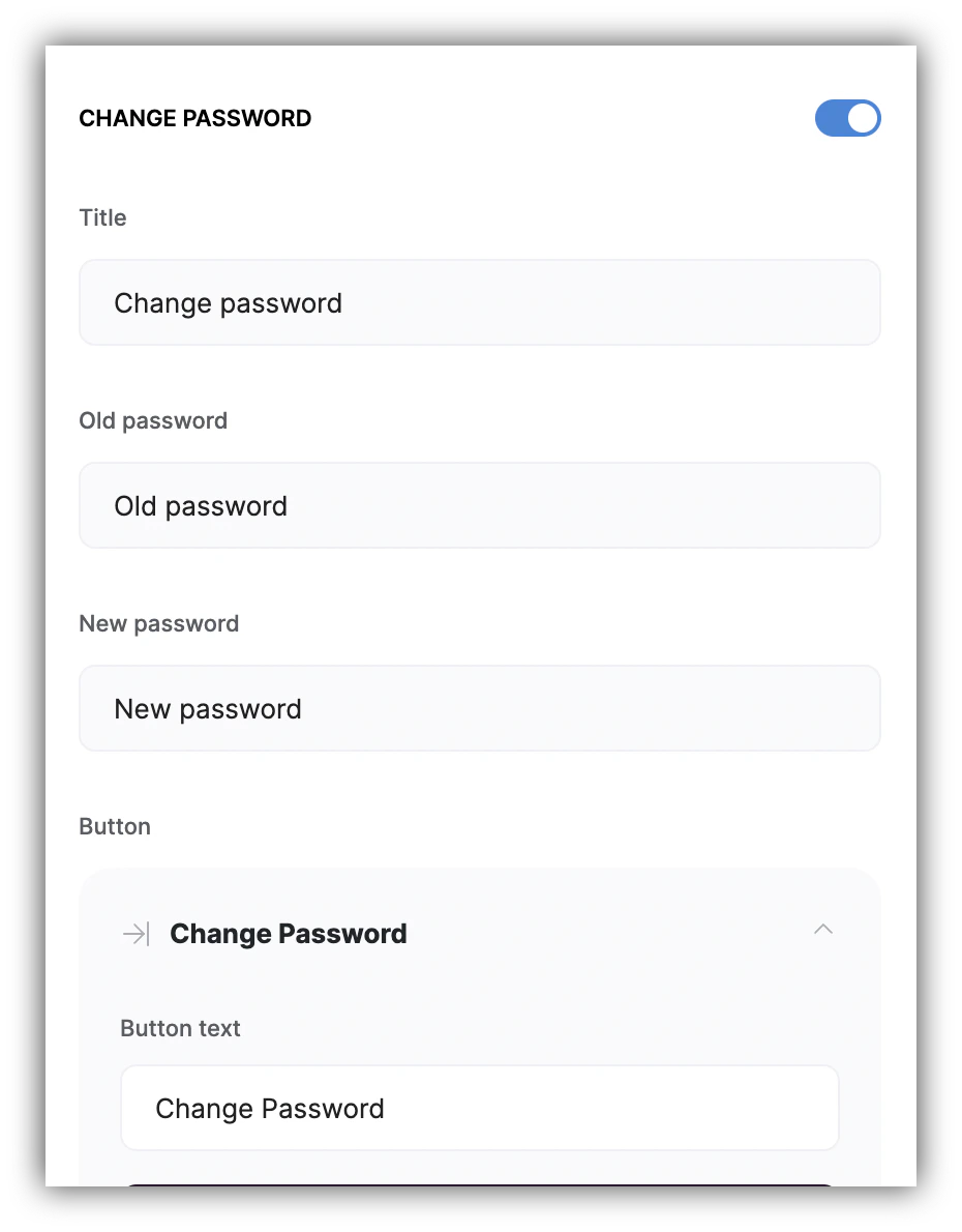 “Change Password” section