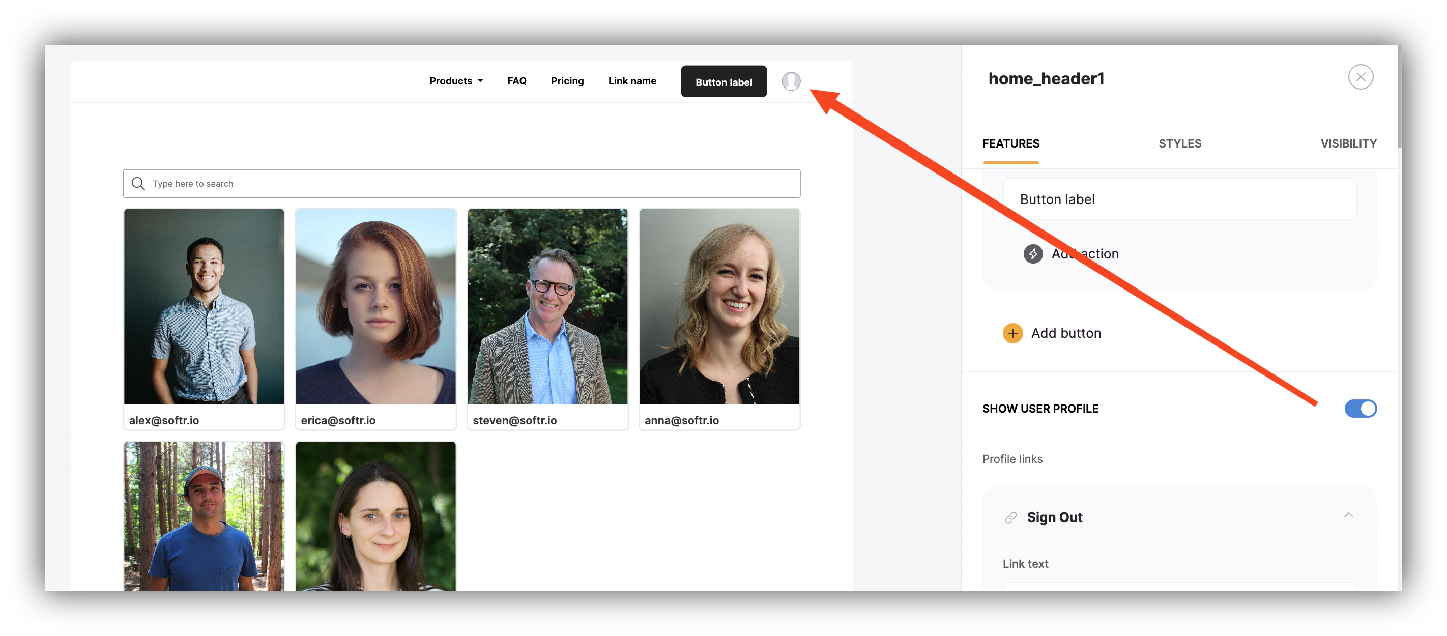 Show user profile