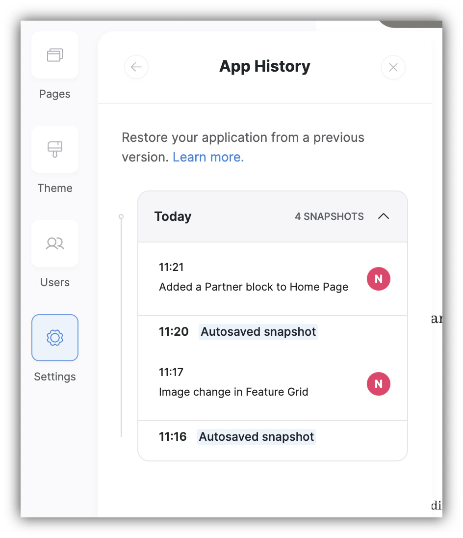 Manually creating a snapshot