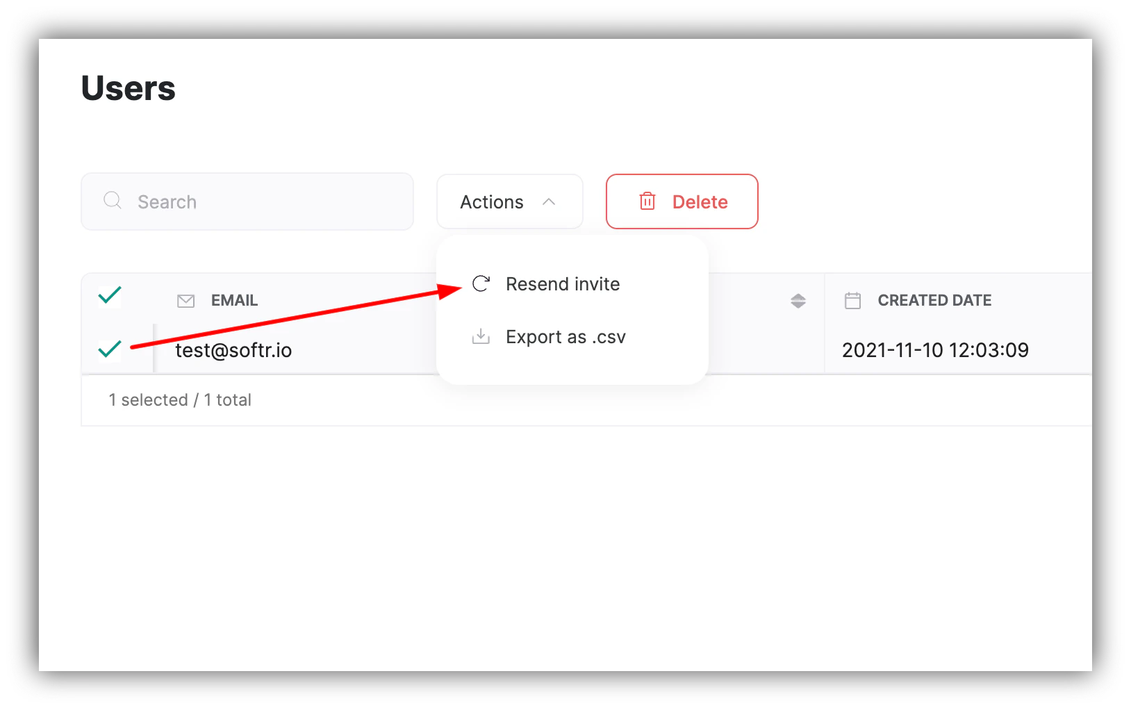 Resend invite to a user