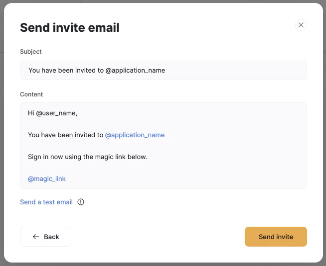 Example email using magic link handle