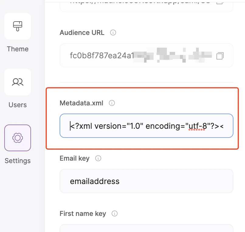 Adding metadata XML to Softr