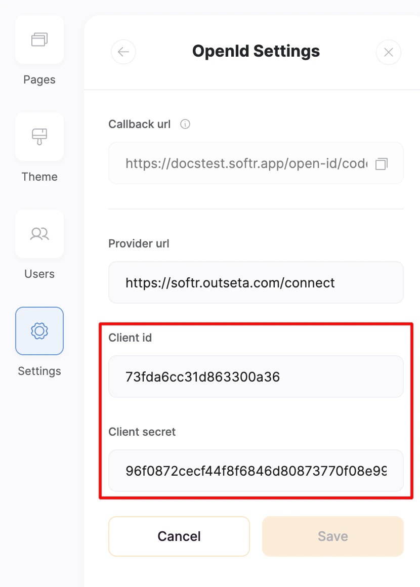 Adding ID and secret