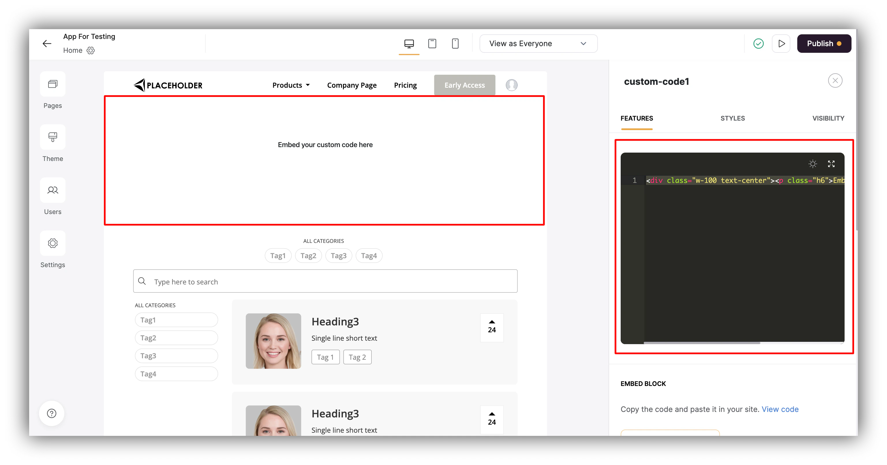 Custom Code block