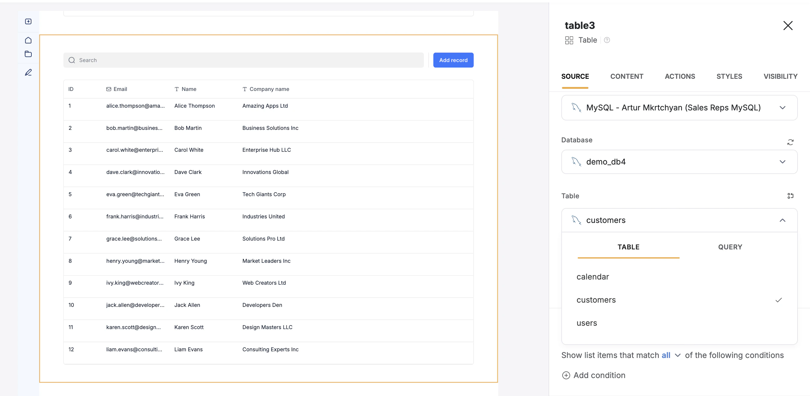 Connect your data to a dynamic block