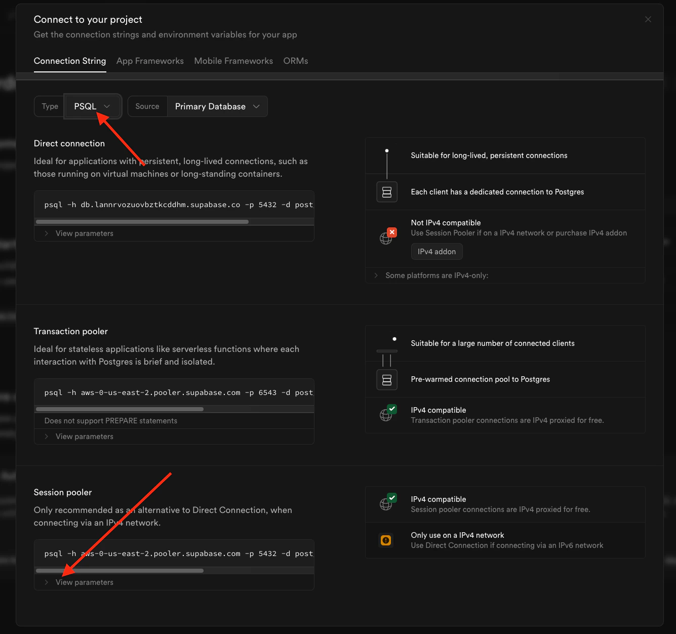 Click on the Database tab under Configuration