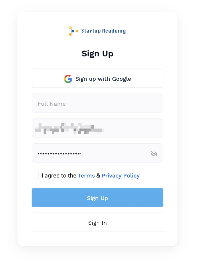 Signup form