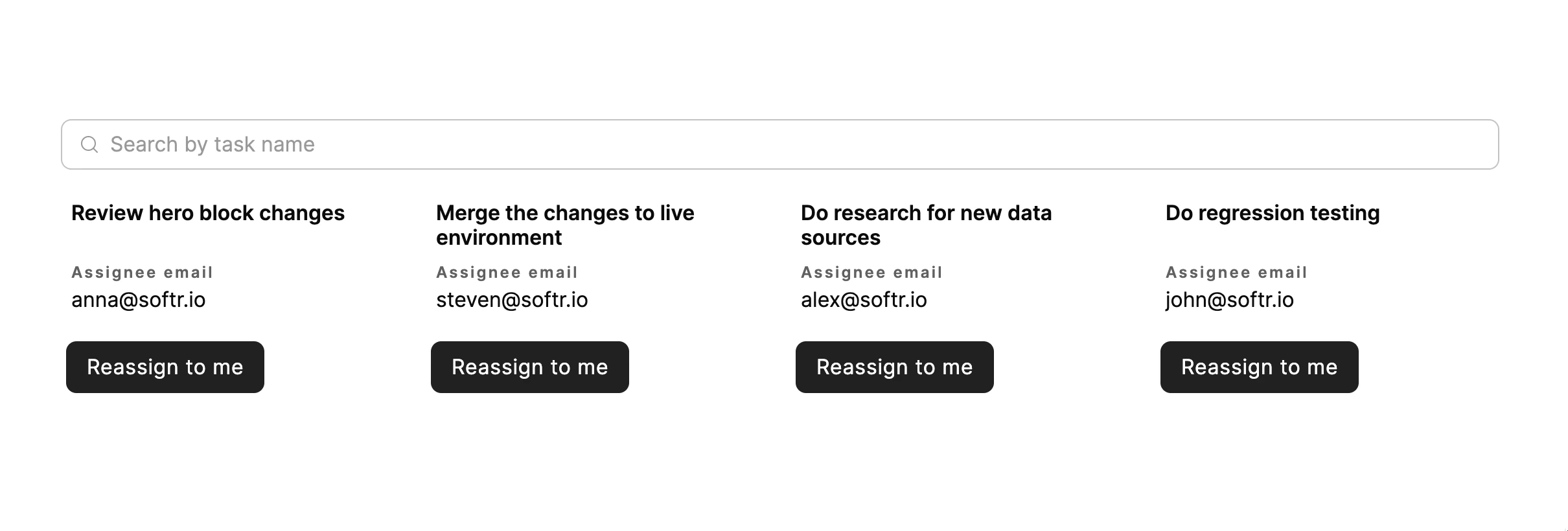 A list of tasks