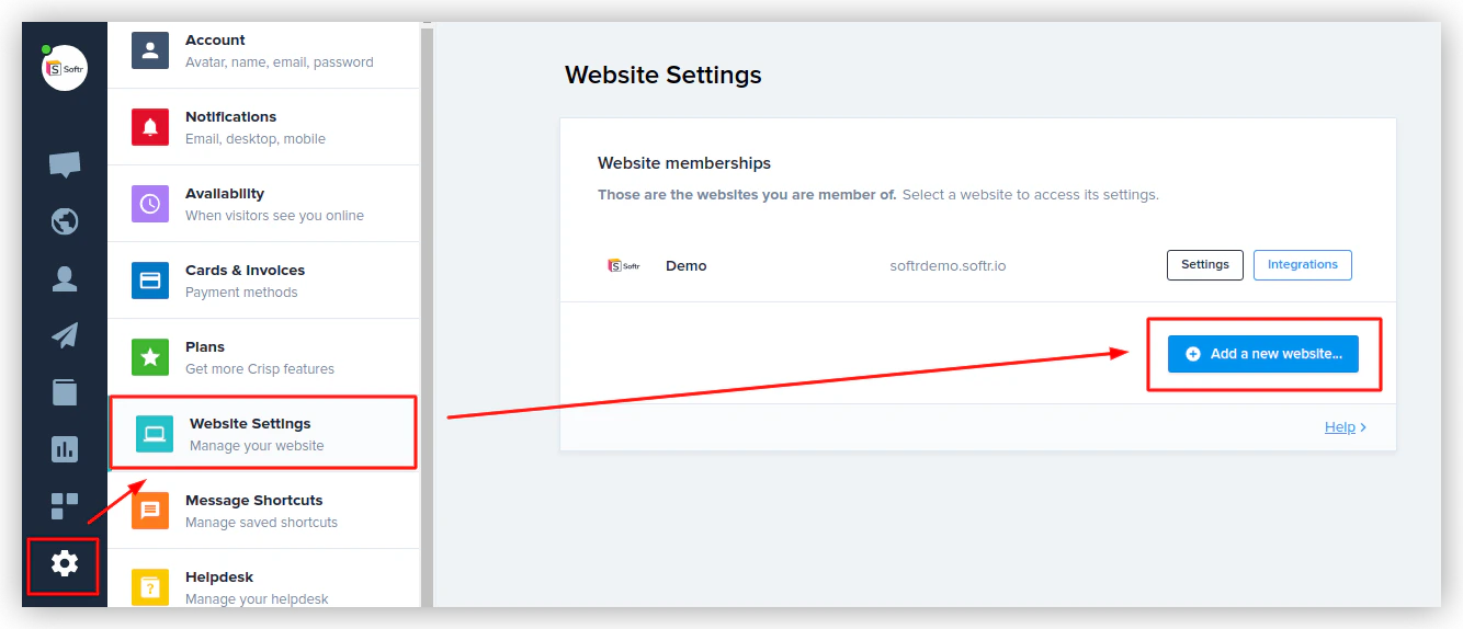 Add a new website