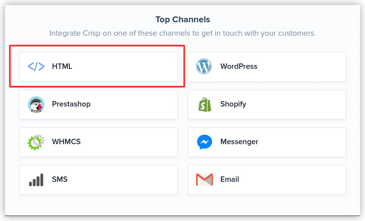 Selecting the HTML option