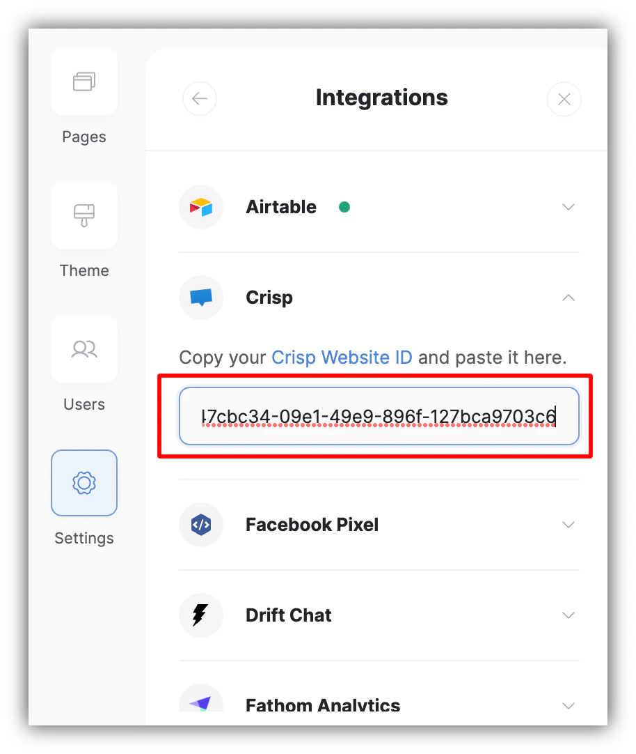 Adding Website ID in Softr