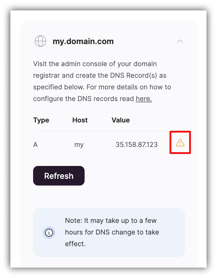 Subdomain not connected