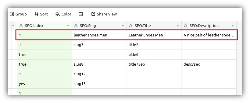 SEO fields example