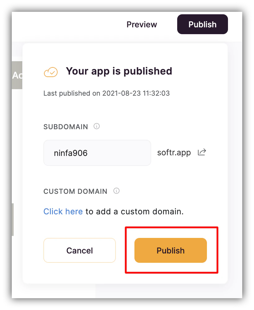 Publish button
