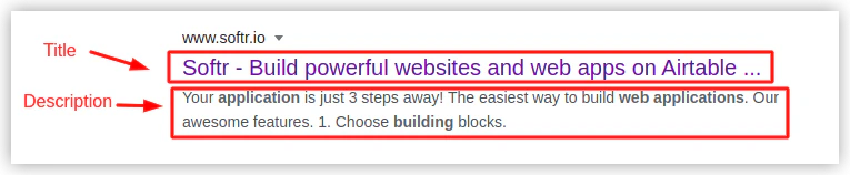 How the page appears in Google search
