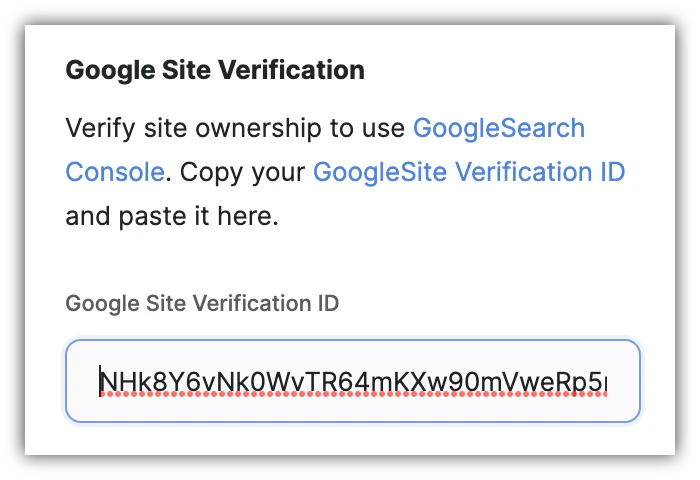 Pasting the verification ID