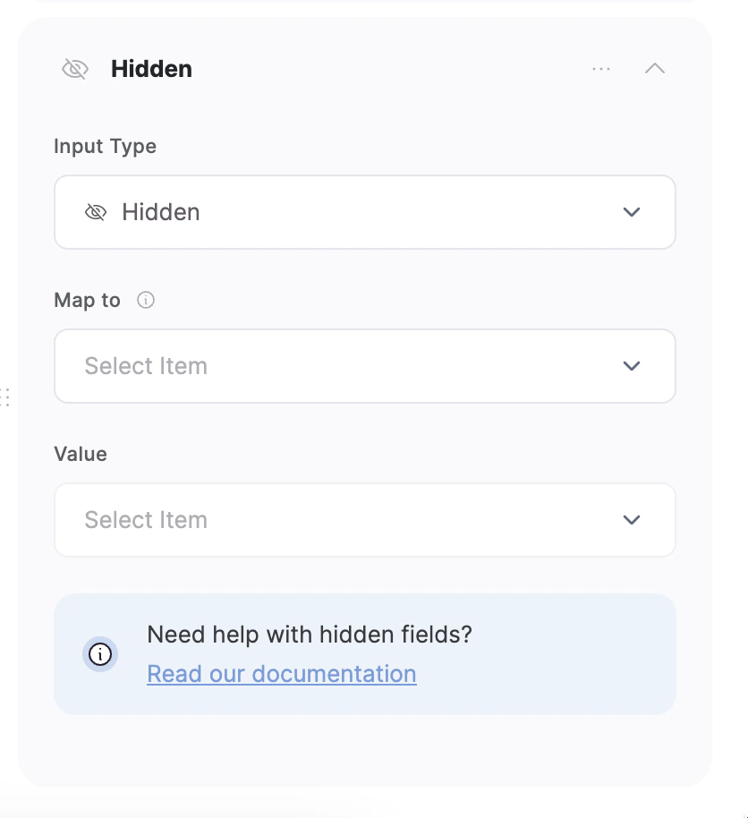 Hidden field settings
