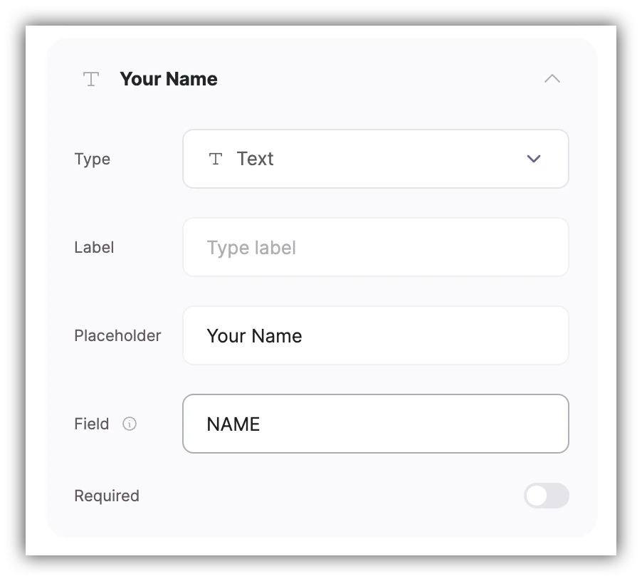 Text field settings
