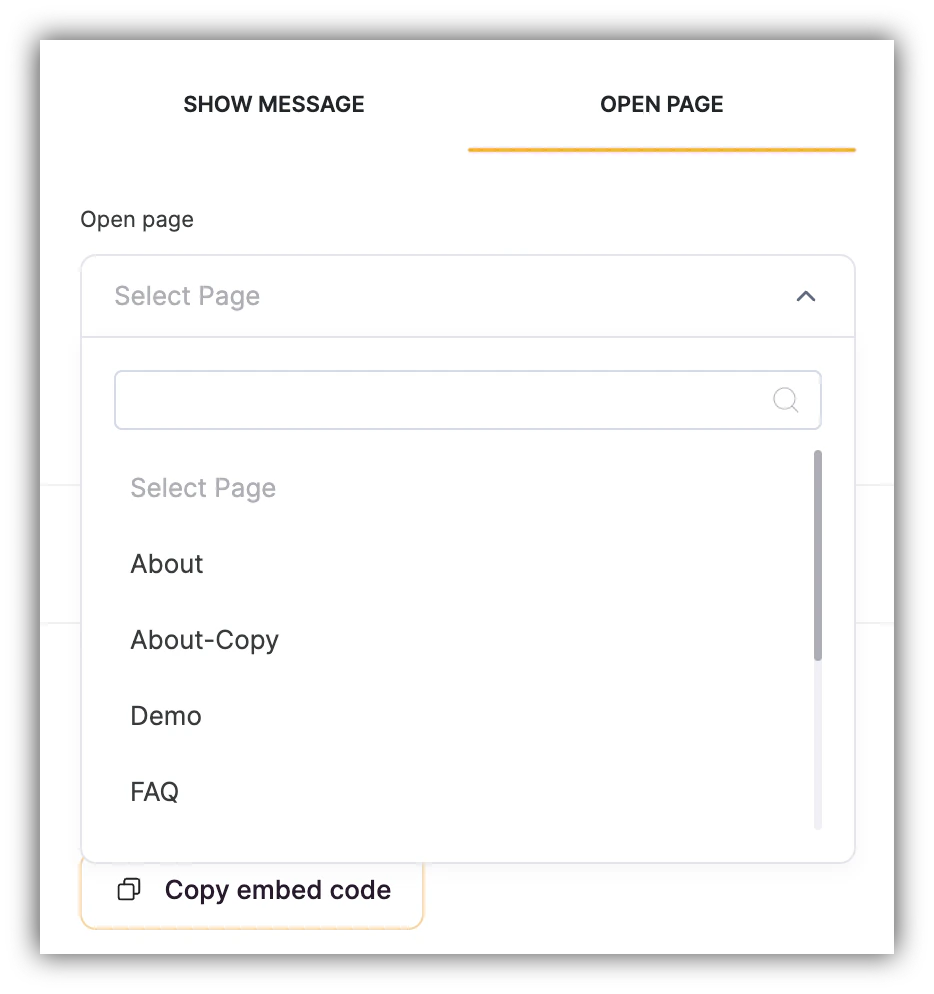“Open Page” option