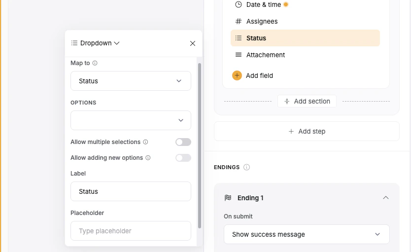 Dropdown field type