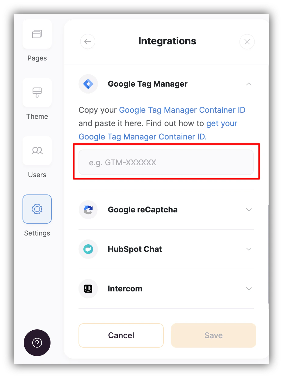 Adding GTM container ID