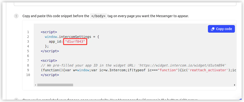 Copying app ID