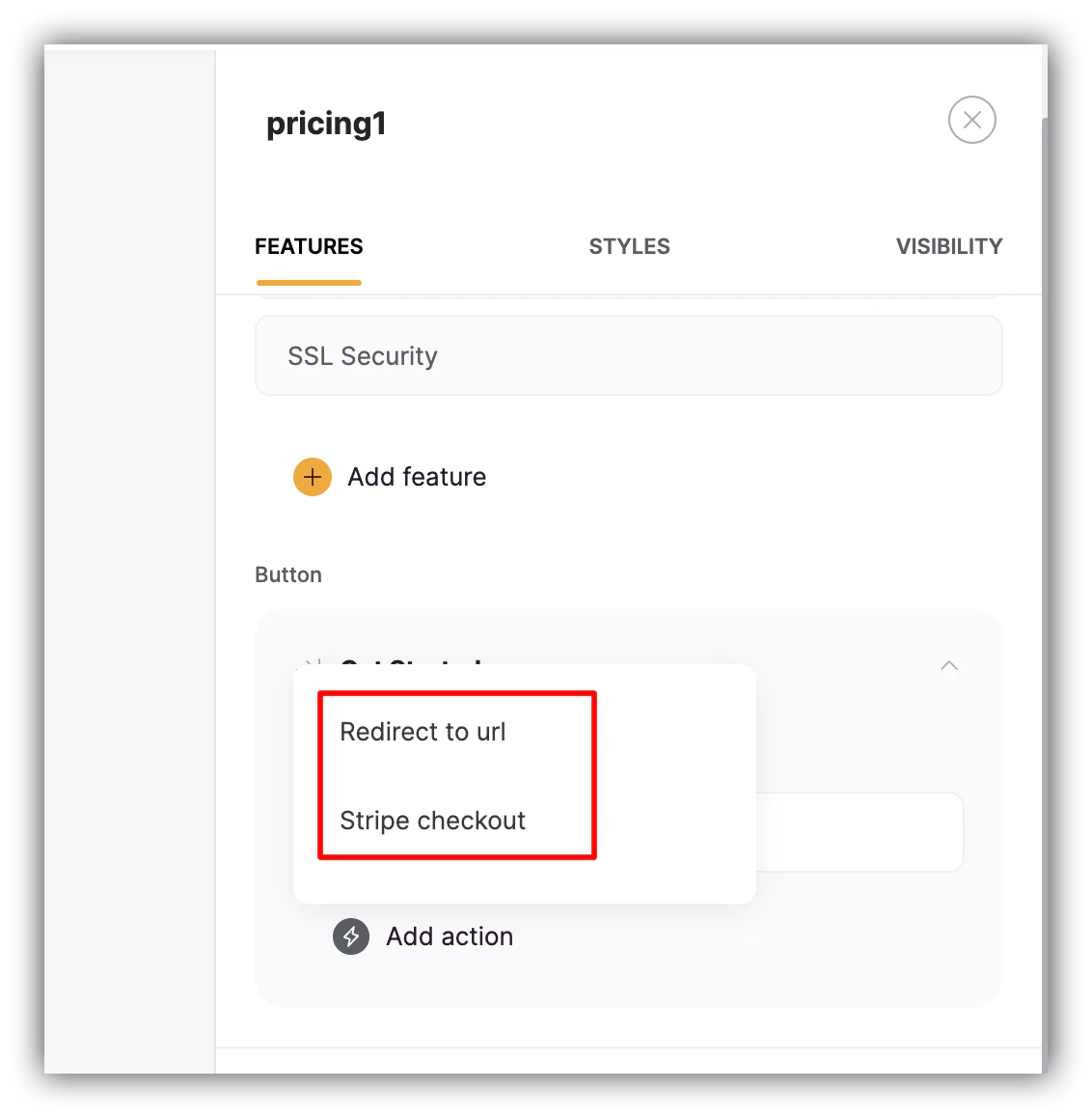 Button action options