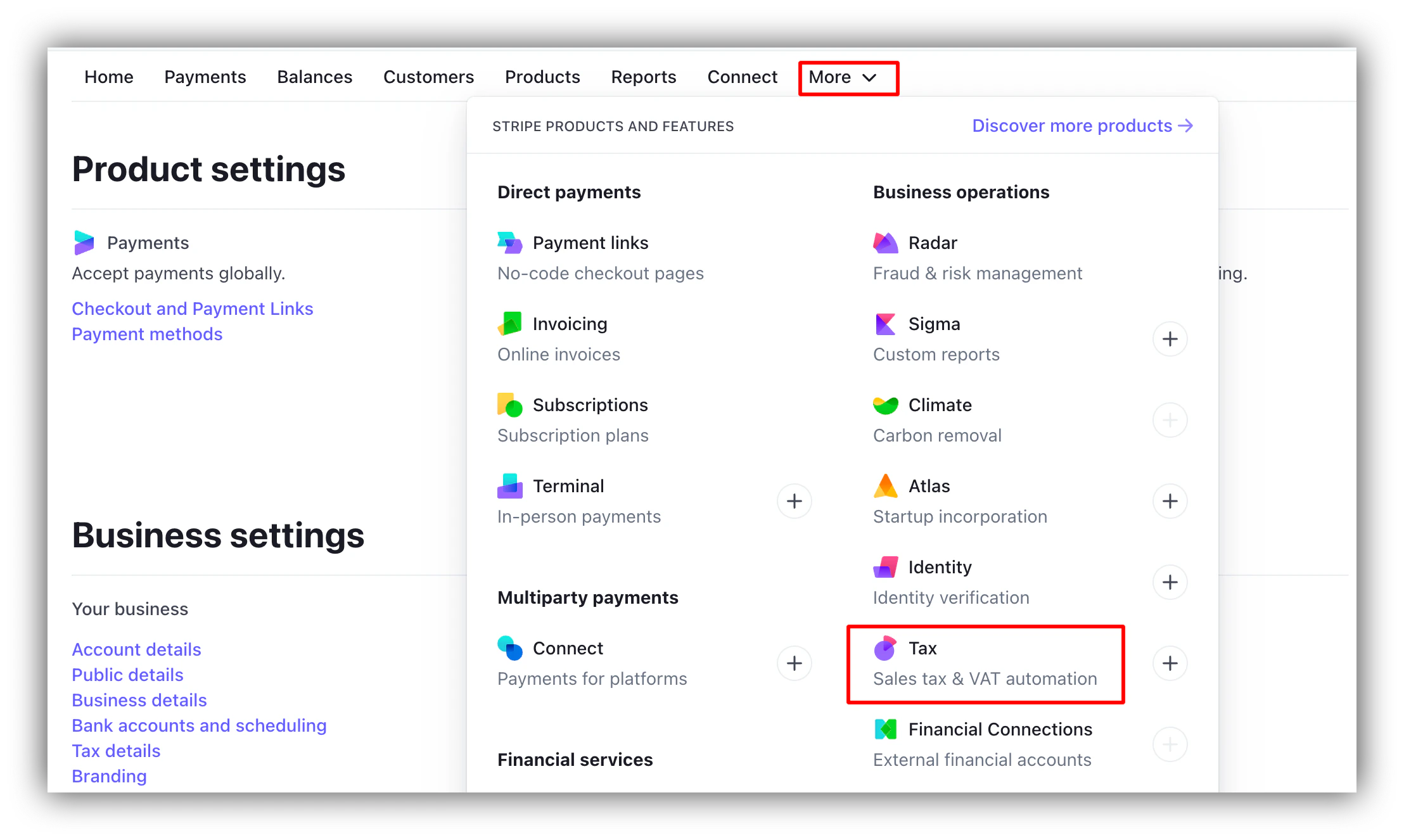 Adding the Tax feature