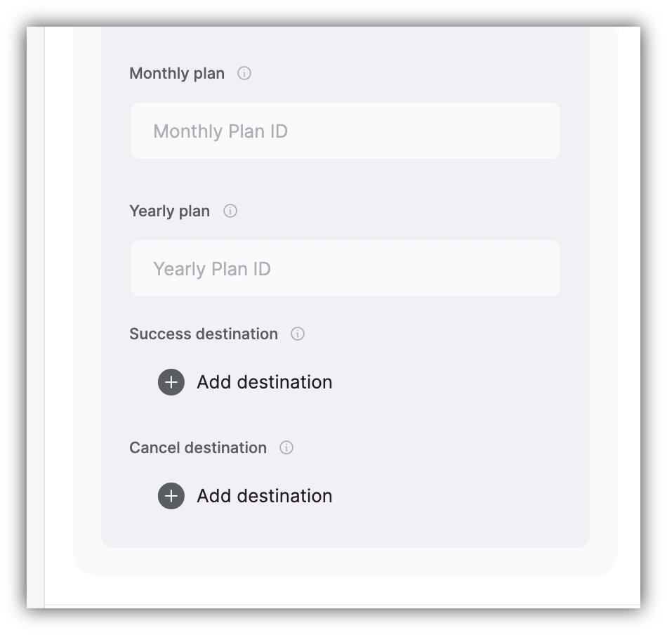 Plan IDs and Success/Cancel URLs