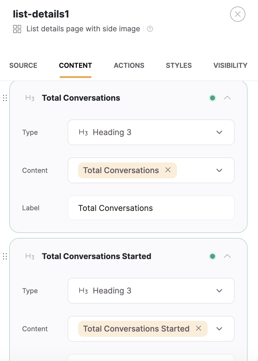 Details block content mapping