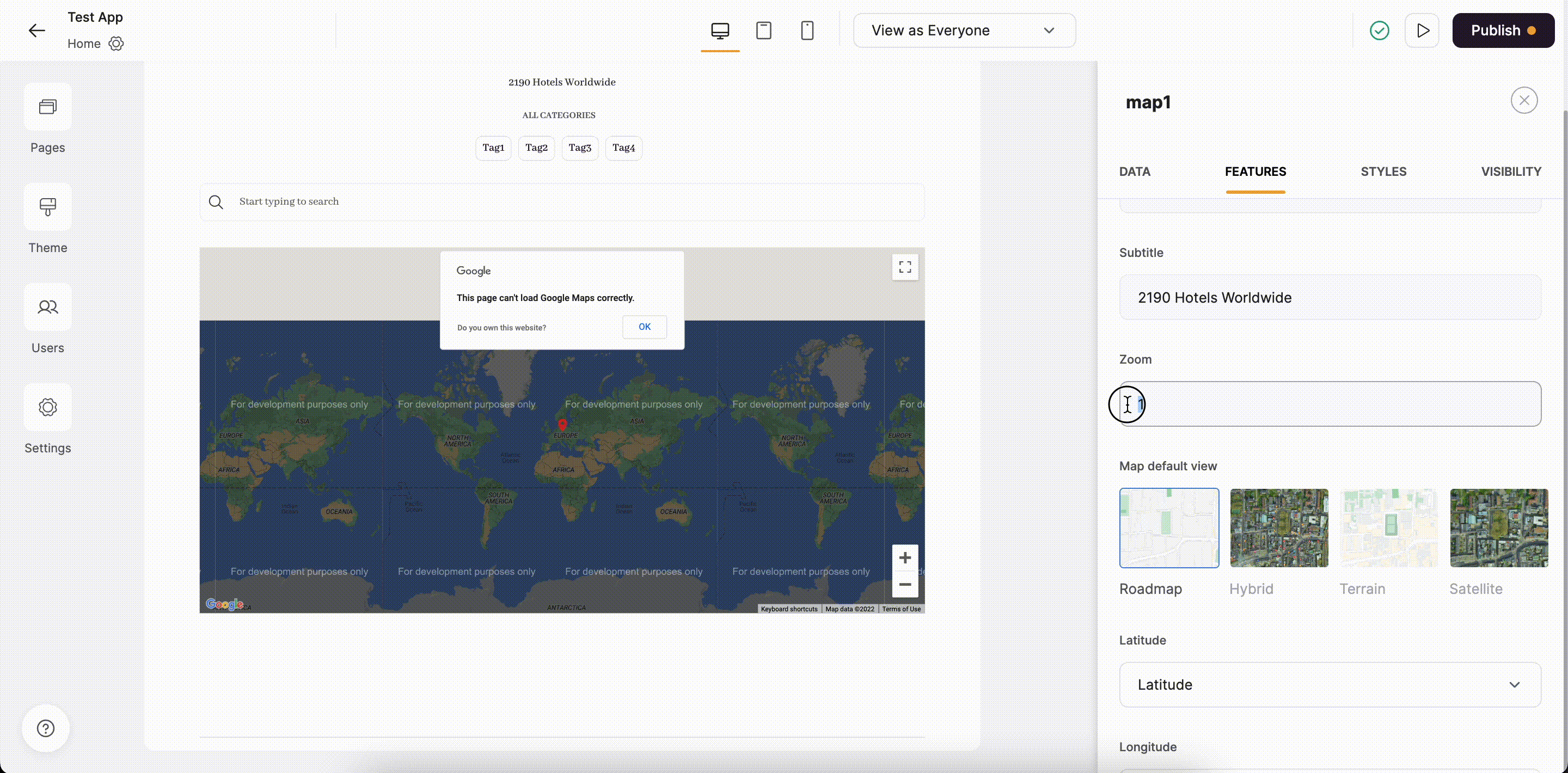 Testing the zoom option