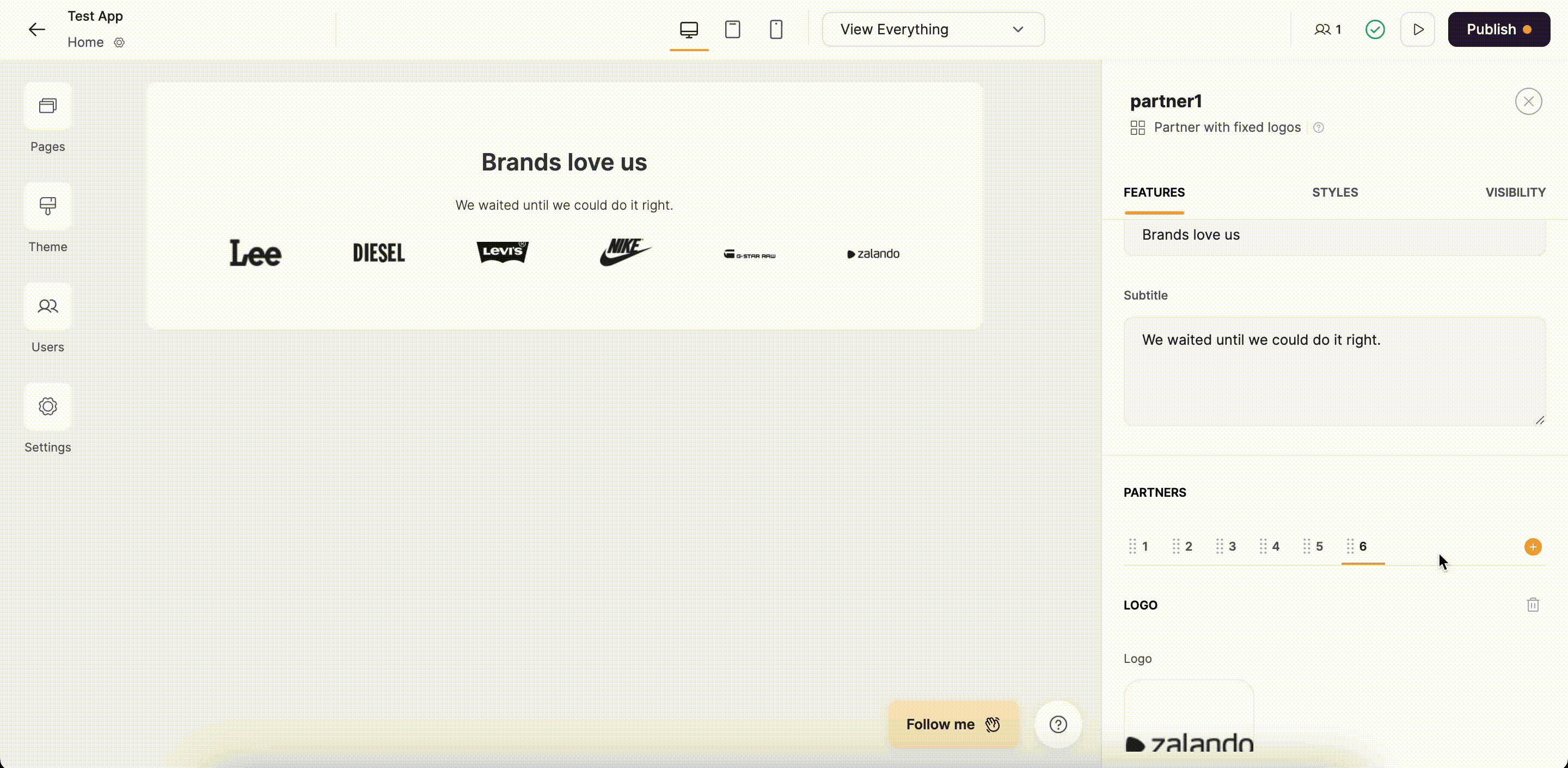 Configuring the Partner block
