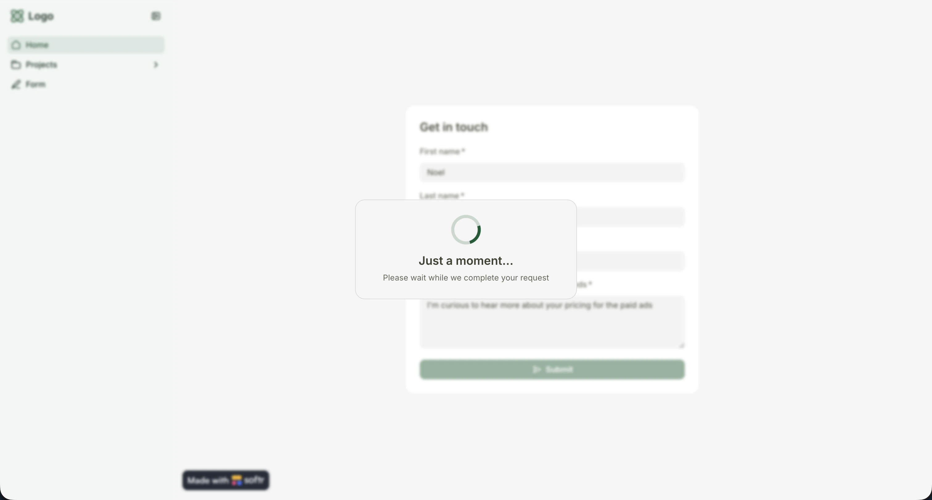 Wait screen loading overlay