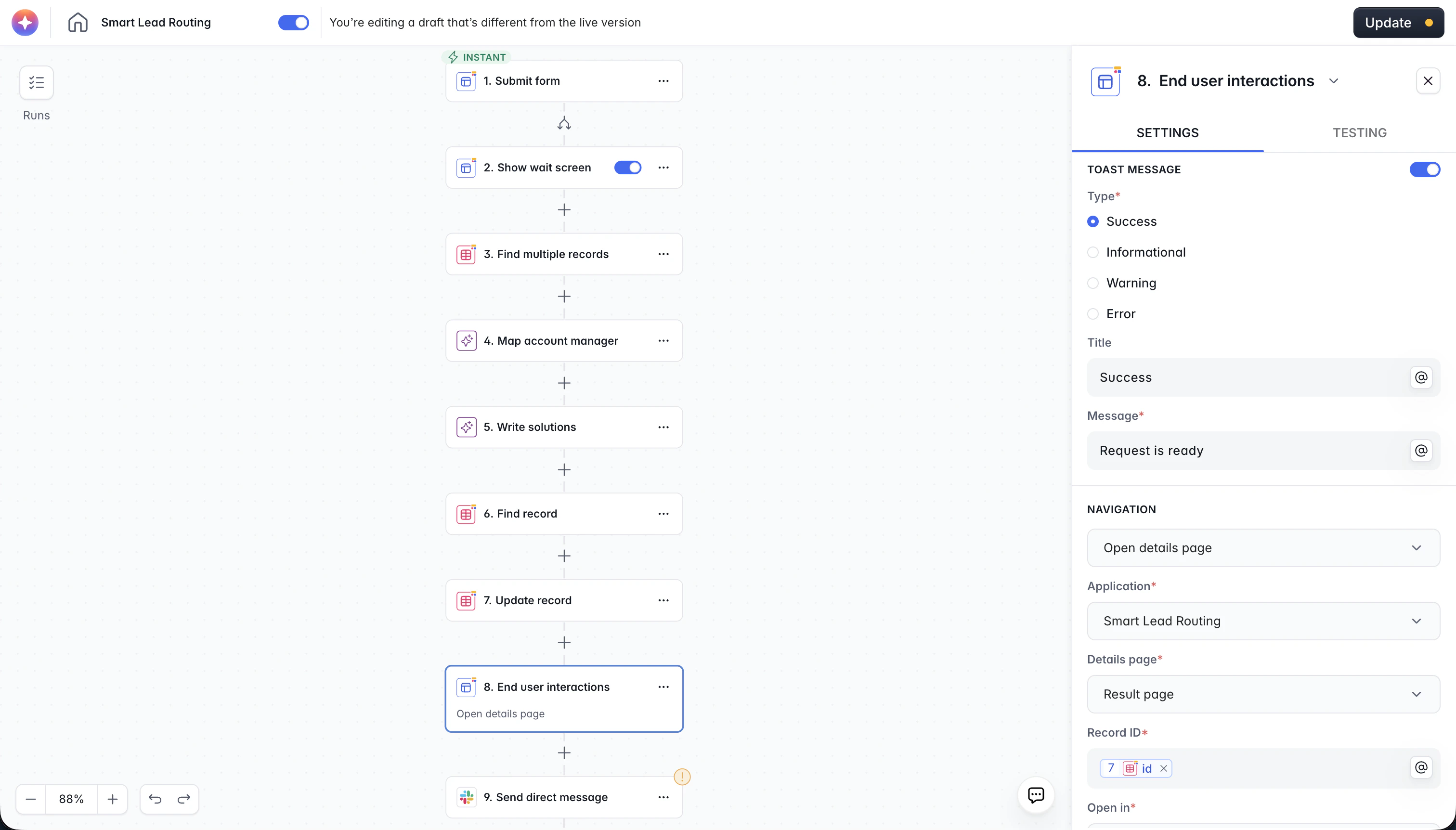 End User Interactions settings