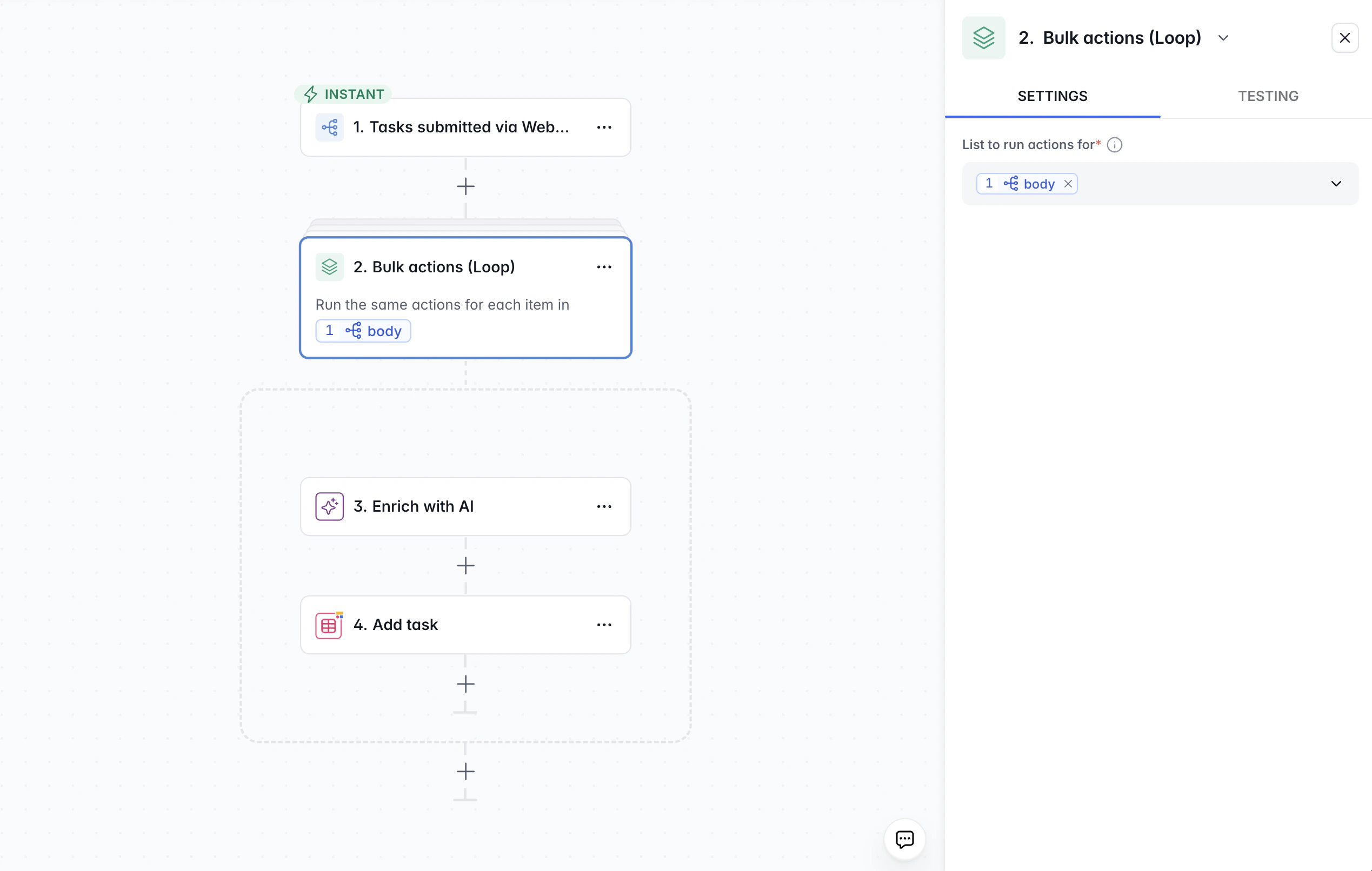 Loop with actions inside