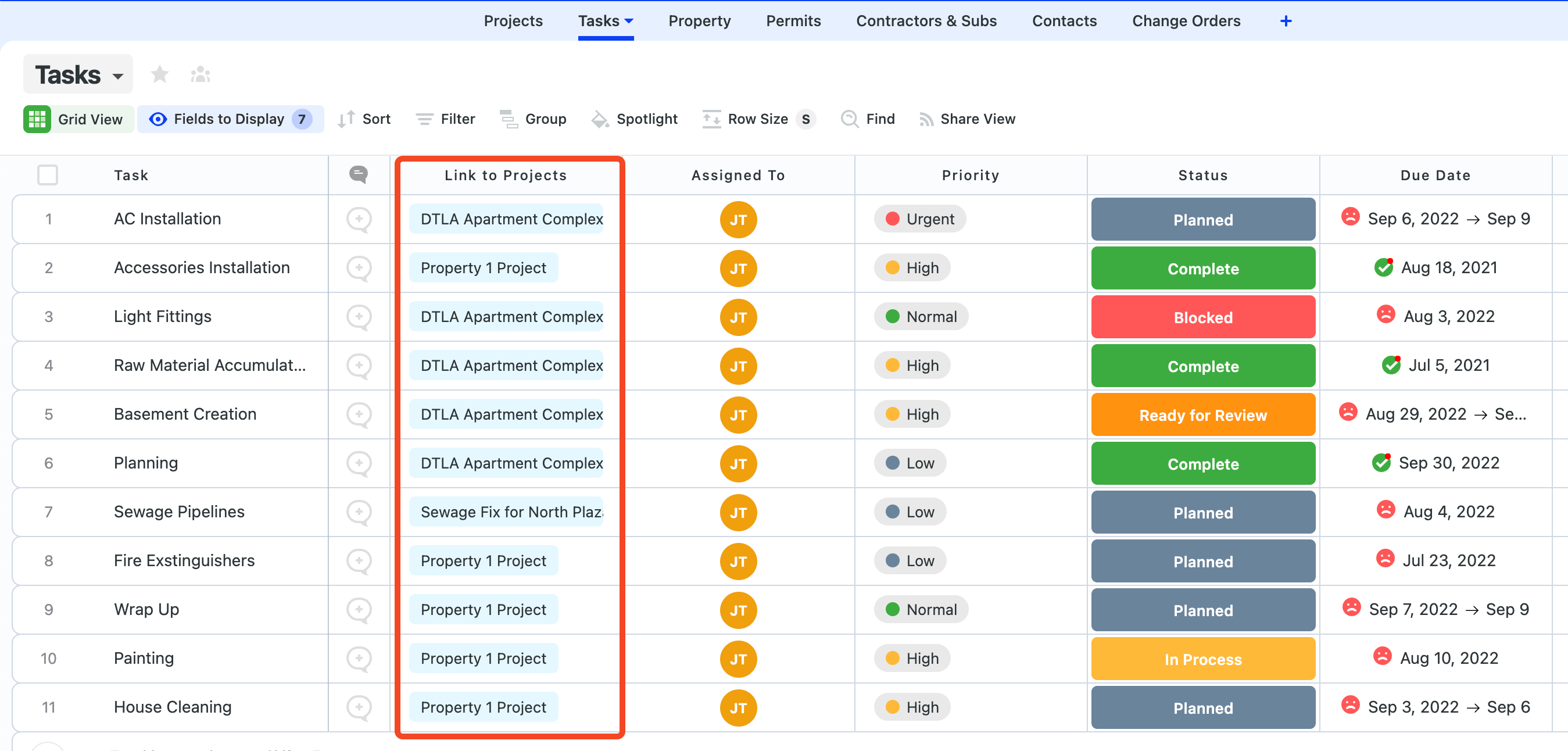 Project linked records