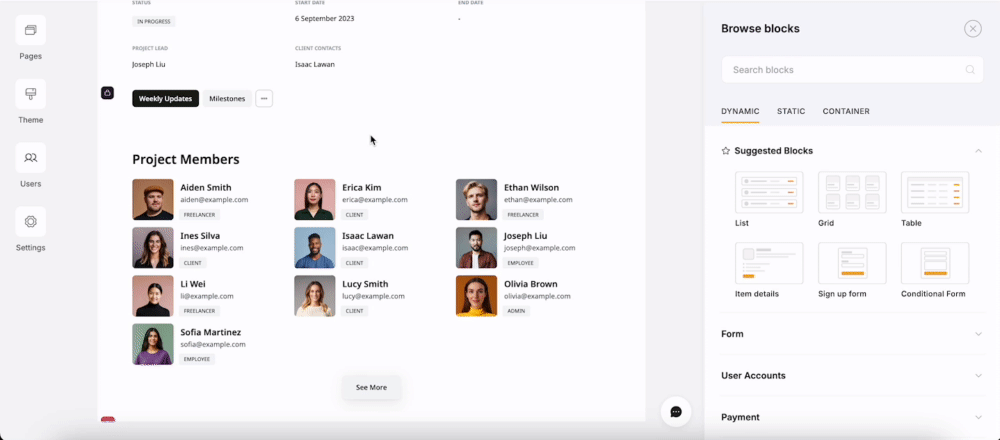 Adding a tab container