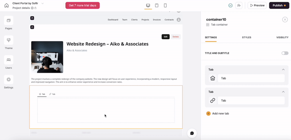 Adding blocks to tabs
