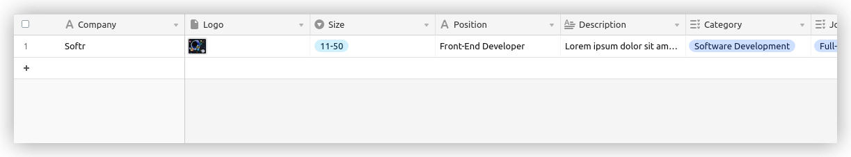 Submission added in the Airtable base