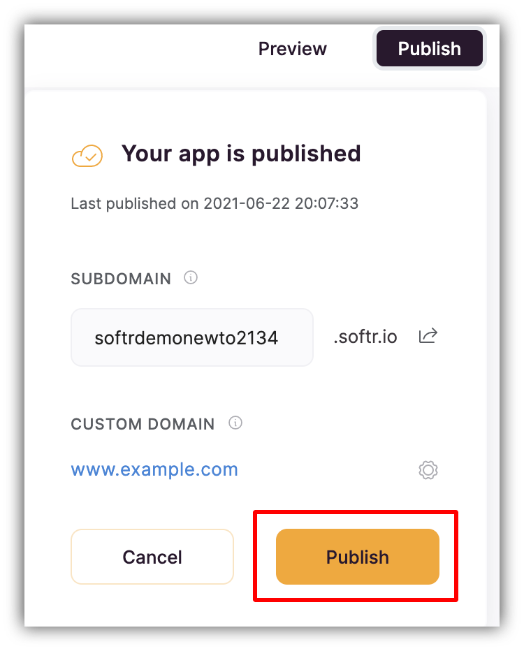 Publishing the custom domain