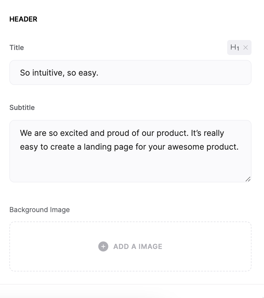 Feature Grid’s Header section