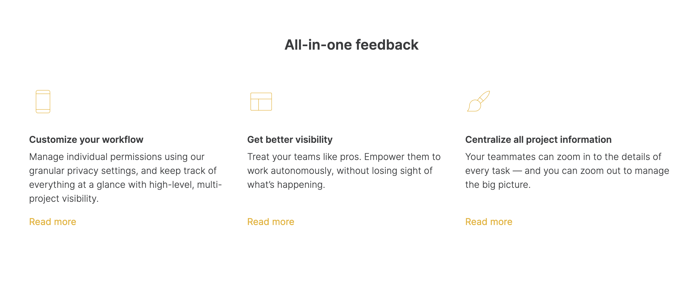 Feature grid with three column view