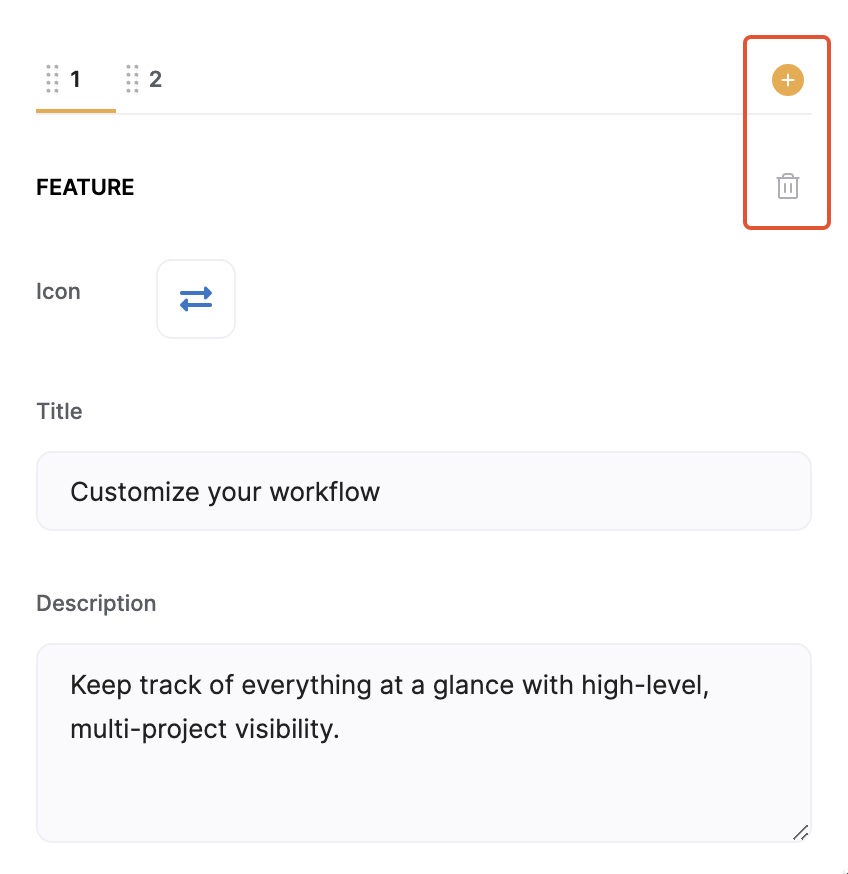 Add and Delete options